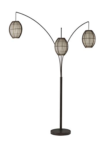 Adesso 4026-26 Maui Arc Candeeiro - Candeeiro de pé com 3 lâmpadas de 82 polegadas - Candeeiro de pé com acabamento em bronze antigo. Luminárias de decoração para casa