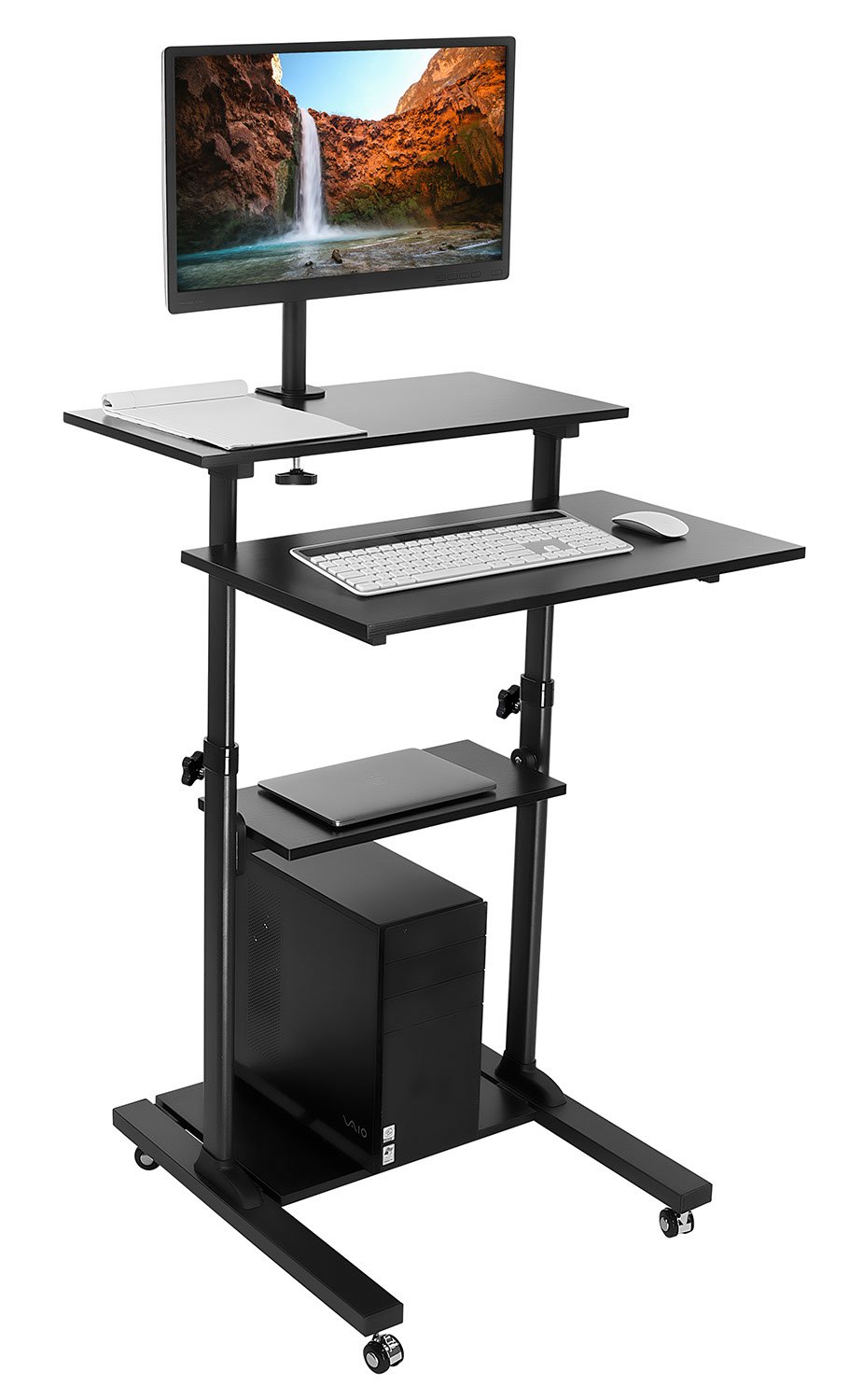 Mount-It! Móvel Stand Up Desk/altura ajustável Estação de trabalho do computador Carrinho de apresentação rolante Braço do monitor