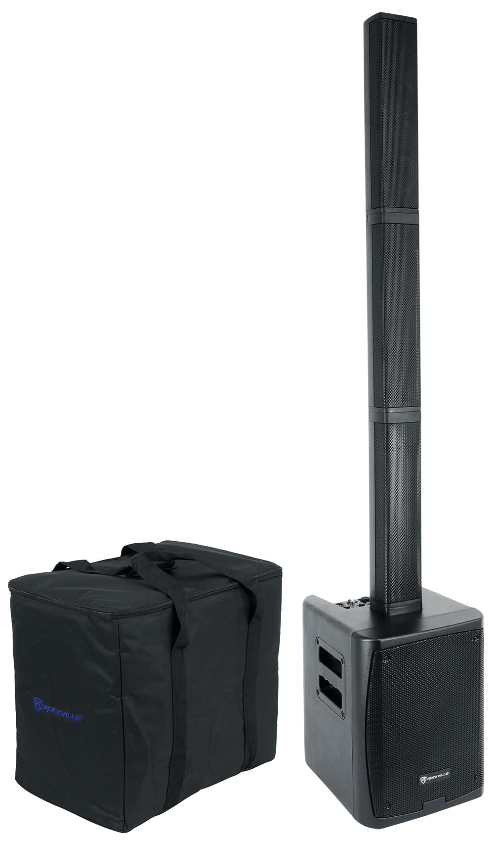 Rockville Sistema de alto-falantes para DJ Titan Portable Array PA alimentado por bateria com subwoofer