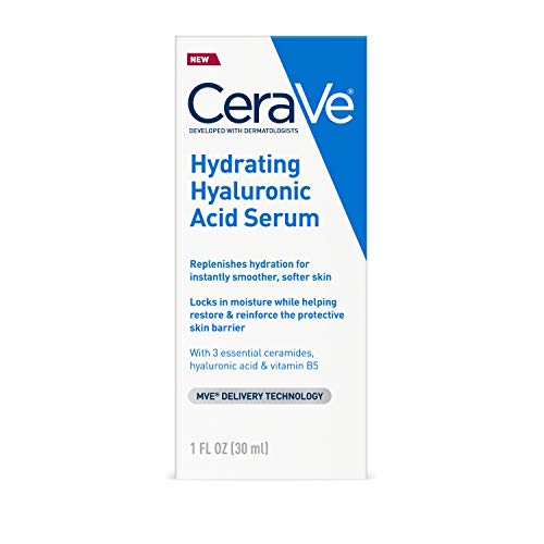 CeraVe Sérum de Ácido Hialurônico para Rosto com Vitamina B5 e Ceramidas | Sérum facial hidratante para pele seca | Sem fragrância | 1 onça