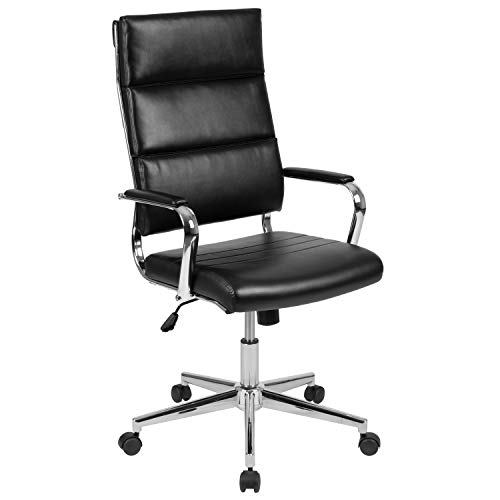 Flash Furniture Couro preto com encosto altoSoft Contemporary Panel Executive Swivel Office Chair