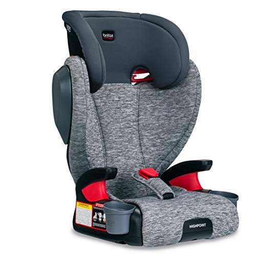 Britax Assento de carro de tecido ventilado com reforço de posicionamento de cinto Highpoint de 2 estágios - encosto alto e sem encosto - proteção contra impactos de 3 camadas - 40 a 120 libras