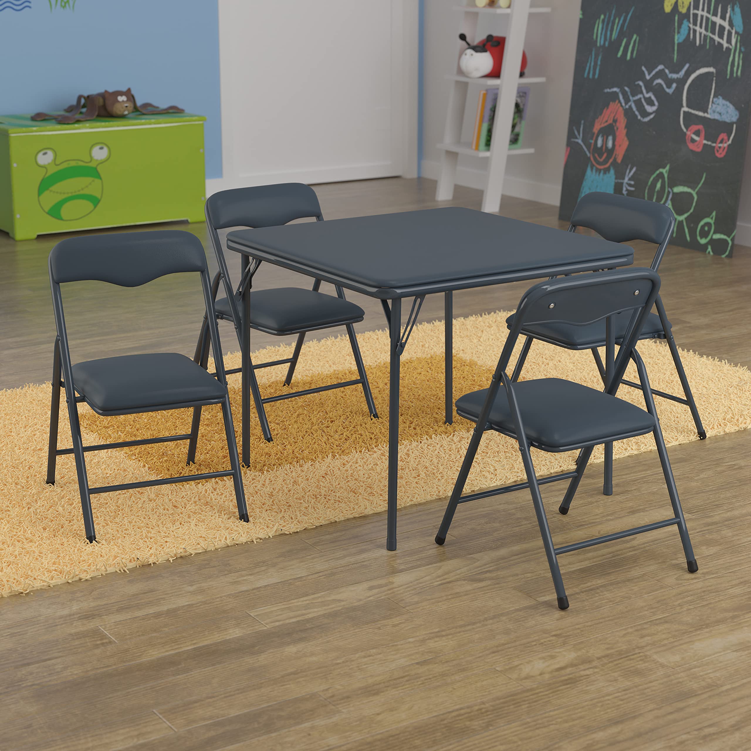 Flash Furniture Conjunto de mesa e cadeira dobrável infantil marinho 5 peças
