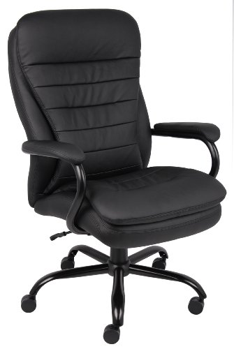 Boss Office Products Cadeira dupla resistente de couro plush com capacidade de peso de 350 lbs em marrom bomber