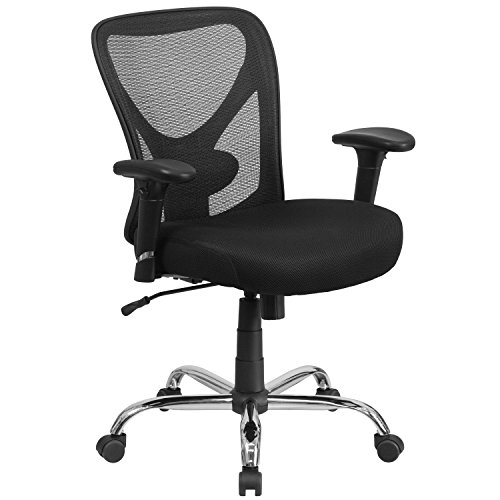 Flash Furniture Cadeira de escritório grande e alta | Cadeira de escritório giratória de altura ajustável com rodas