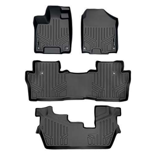 MAX LINER Conjunto de tapetes MAXLINER Custom Fit 3 Liner Preto para 2016-2021 Honda Pilot 8 Passenger Model (Sem modelos Elite)