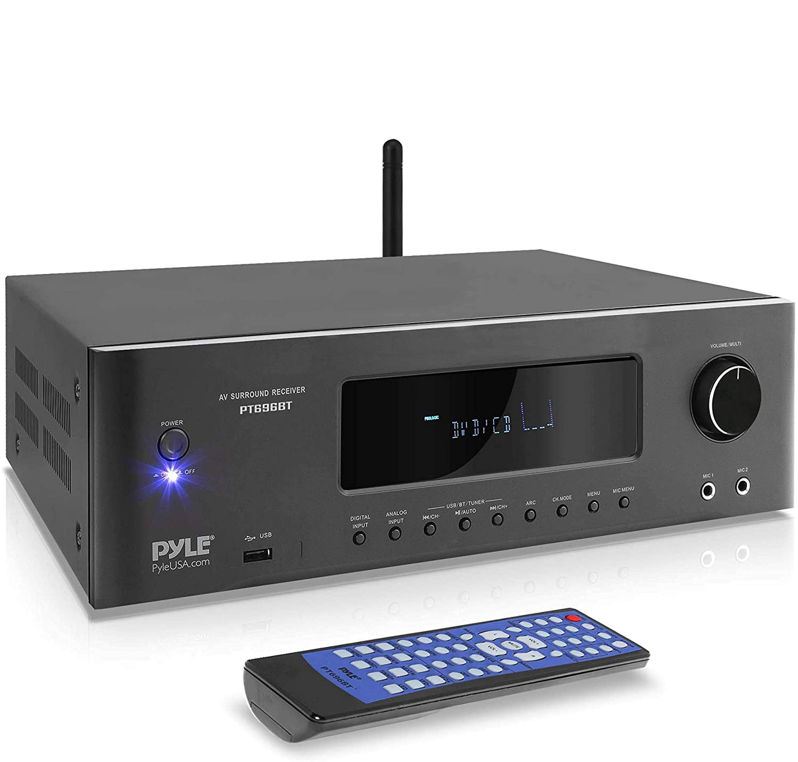 Pyle Receptor/amplificador de áudio estéreo de home theater Bluetooth