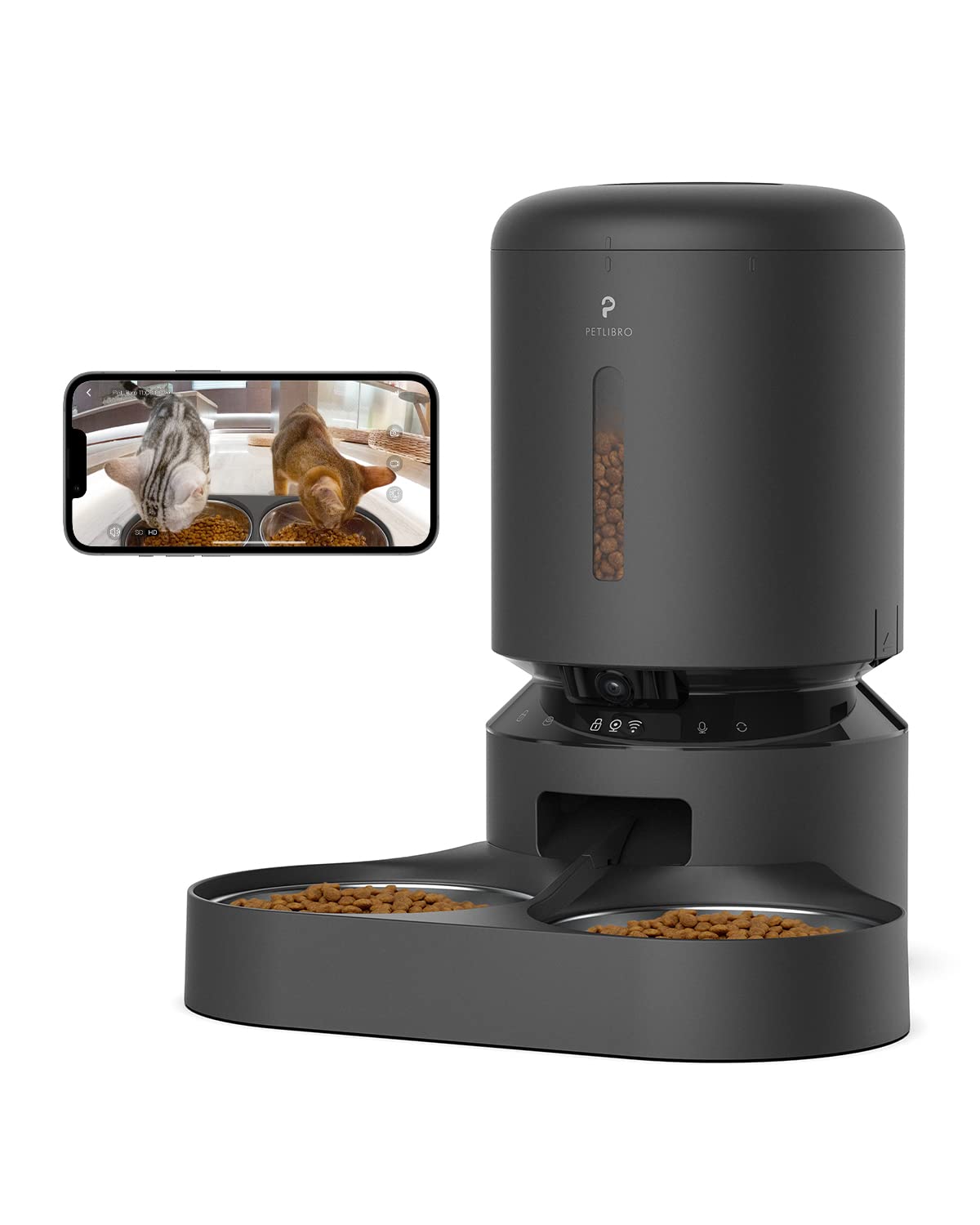  PETLIBRO Alimentador automático para gatos com câmera para animais de estimação para cães e gatos Vídeo HD 1080P com visão noturna 5G WiFi Alimentador para animais de estimação com áudio de...