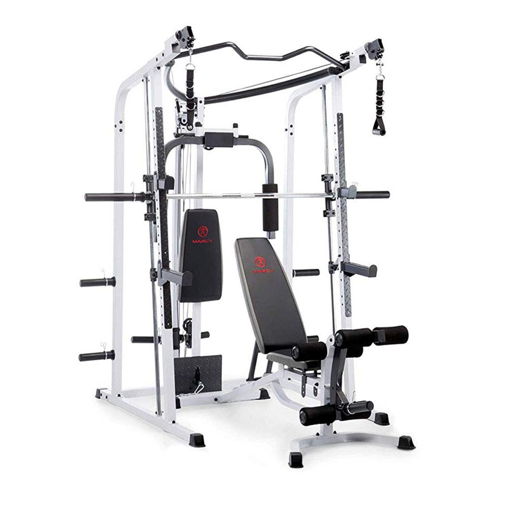 Marcy Pro Smith Cage Workout Machine Full Body Training Home Gym Equipment System with Leg Developer, Press Bar, PEC Deck, and Squat Rack