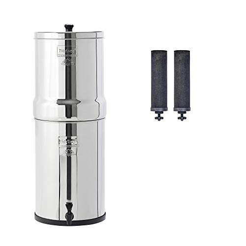 Berkey Filtro de água alimentado por gravidade Crown com 2 elementos de purificação pretos