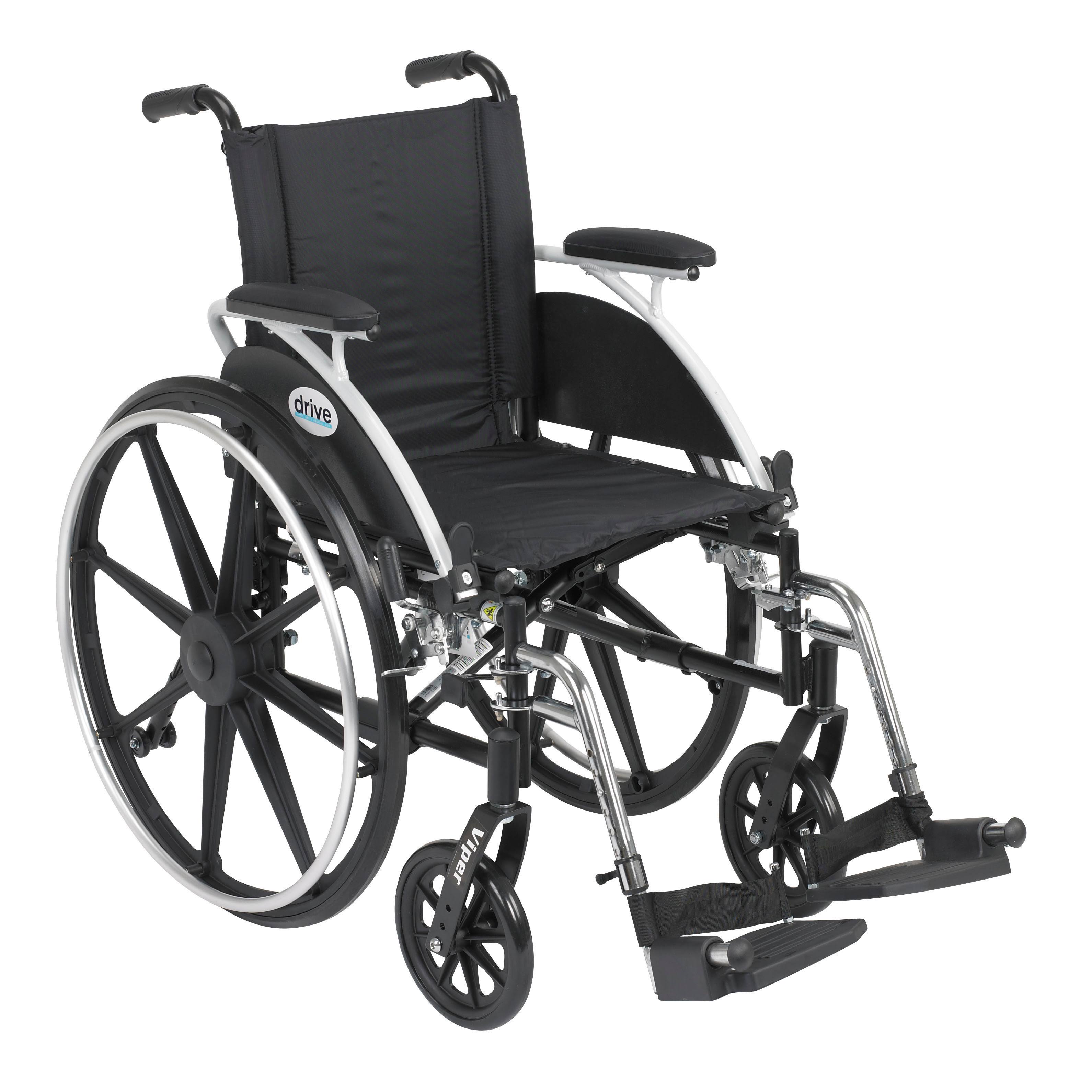 Drive Medical "Cadeira de rodas Viper com vários estilos de braço de mesa giratório e opções de montagem frontal, preta, 14 '"