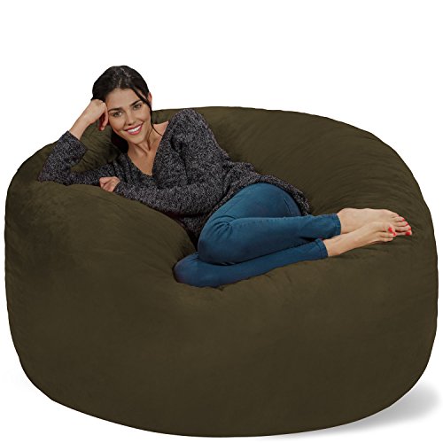 GT Ventures -- DROPSHIP Cadeira de saco de feijão Chill Sack: saco de feijão de espuma viscoelástica gigante de 5 pés – sofá grande com capa de microfibra macia – verde-oliva