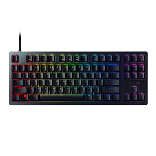  Razer Huntsman Tournament Edition TKL Tenkeyless Gaming Keyboard: Teclas mais rápidas de todos os tempos - Interruptores ópticos lineares - Iluminação Chroma RGB - Teclas PBT - Memória integrada...