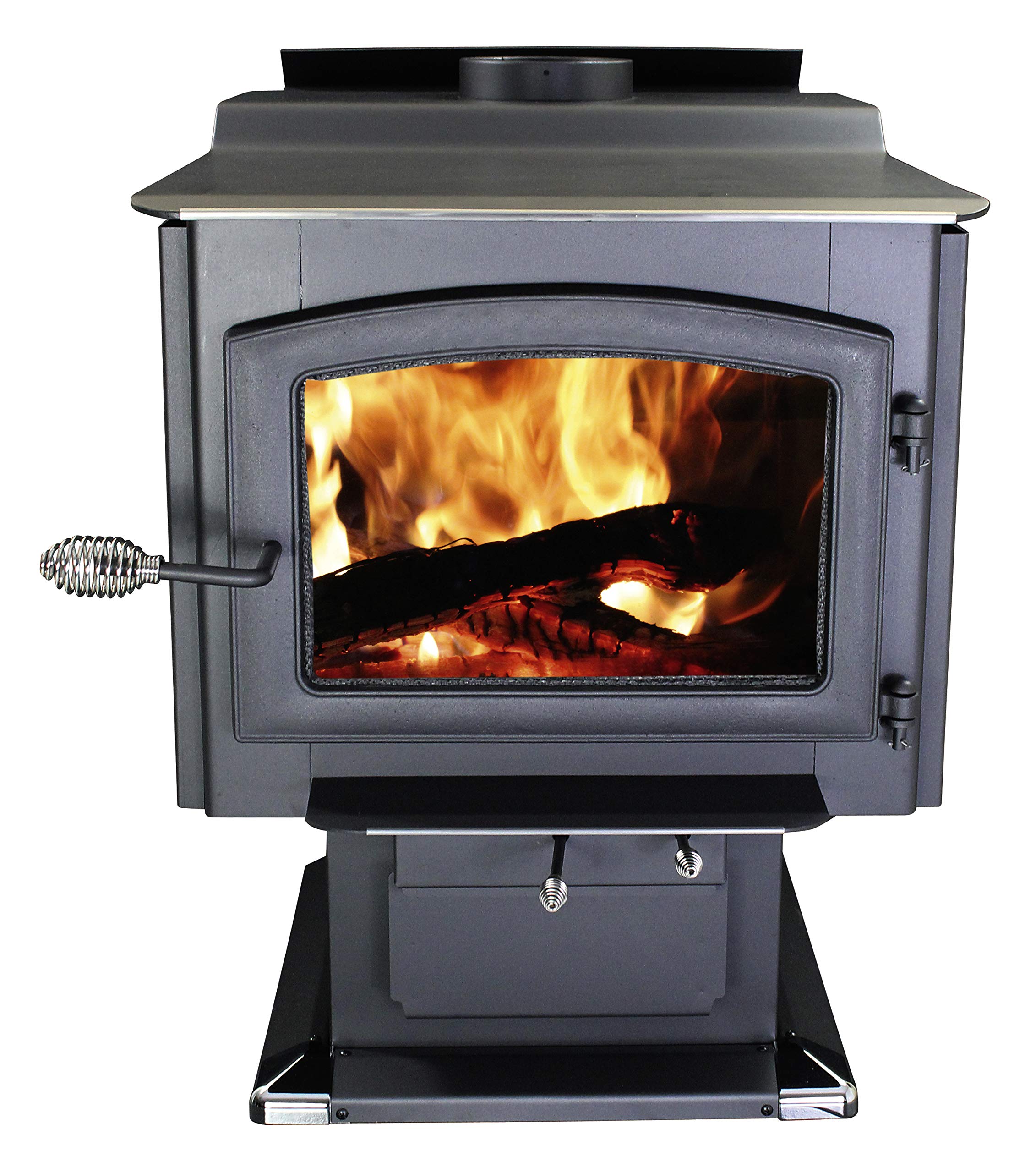 Ashley Hearth AW3200E-P 3,200 Sq. Ft. EPA Certified Pedestal Wood Burning Stove with Blower, Large, Black