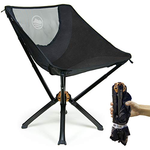  CLIQ Cadeiras de acampamento de cadeira portátil - uma pequena cadeira portátil dobrável que vai a todos os lugares ao ar livre. Cadeira dobrável compacta para adultos que se monta em 5 segundos...