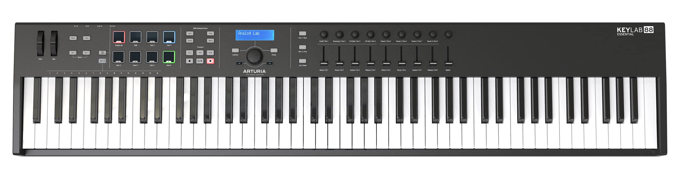 Arturia KeyLab Essential 88 - Controlador de teclado MIDI USB semipesado de 88 teclas