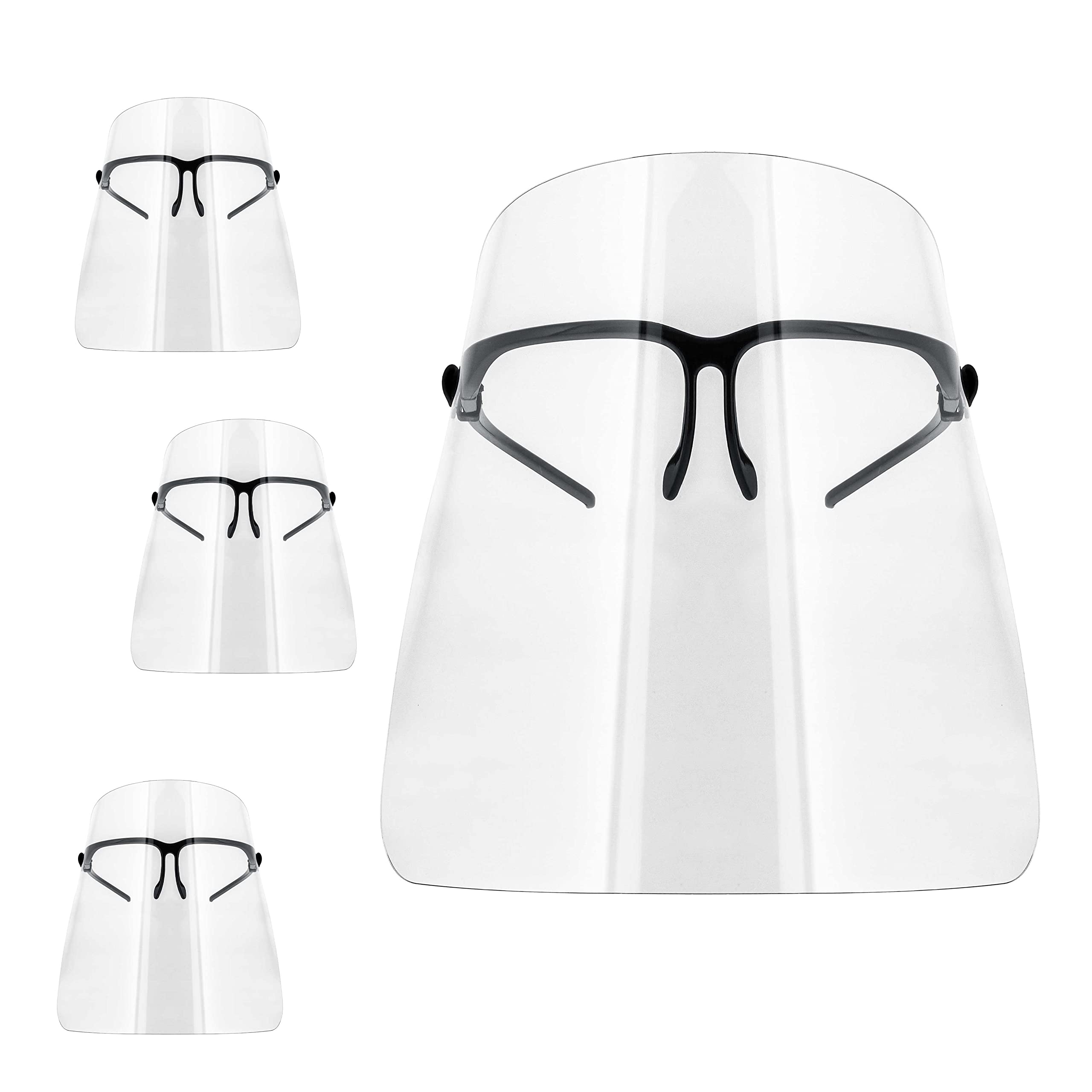 TCP Global Salon World Safety Face Shields com armações de óculos (Pacote com 10) - Ultra Clear Protetor Full Face Shields