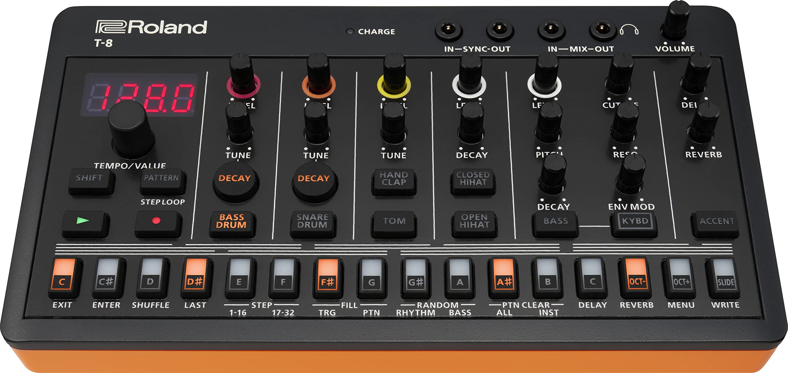 Roland  AIRA Compact T-8 Beat Ultra-Portable Bass Machine Sounds | Sequenciador de bateria TR-REC | Seis Faixas de Ritmo | Efeitos integrados | Conectividade USB e MIDI