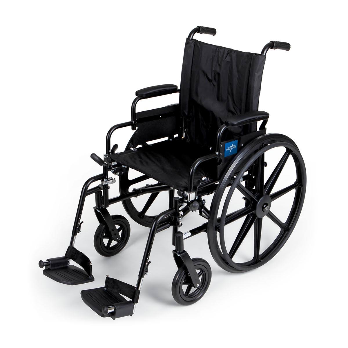 Medline "Cadeira de rodas leve modelo K4 - largura X, assento de 22 polegadas, preto"