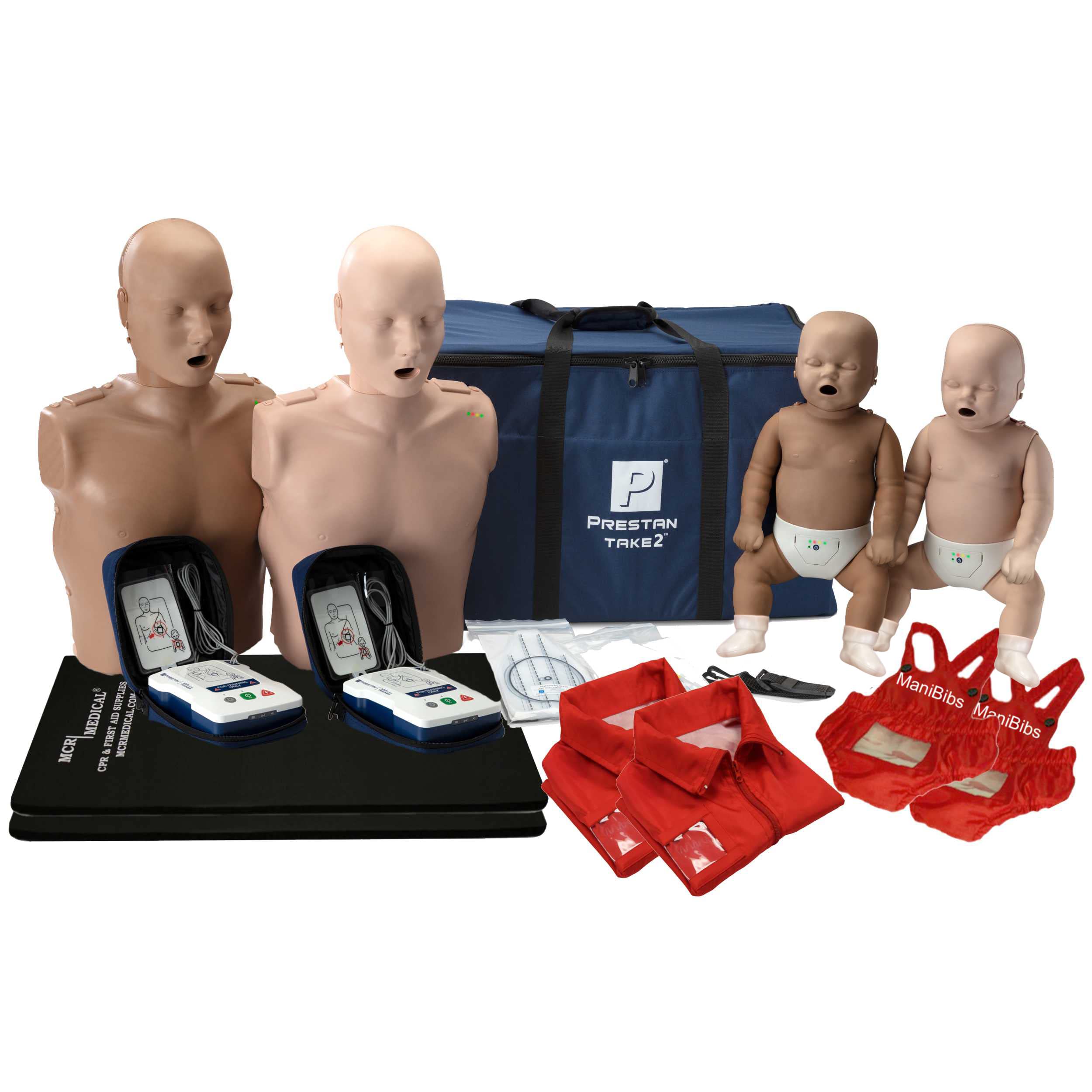 MCR Medical Prestan Diversity Take2 CPR Manikin & UltraTrainer Kit with Feedback (2-Adult, 2-Infant, & 2-UltraTrainers) and  Accessories