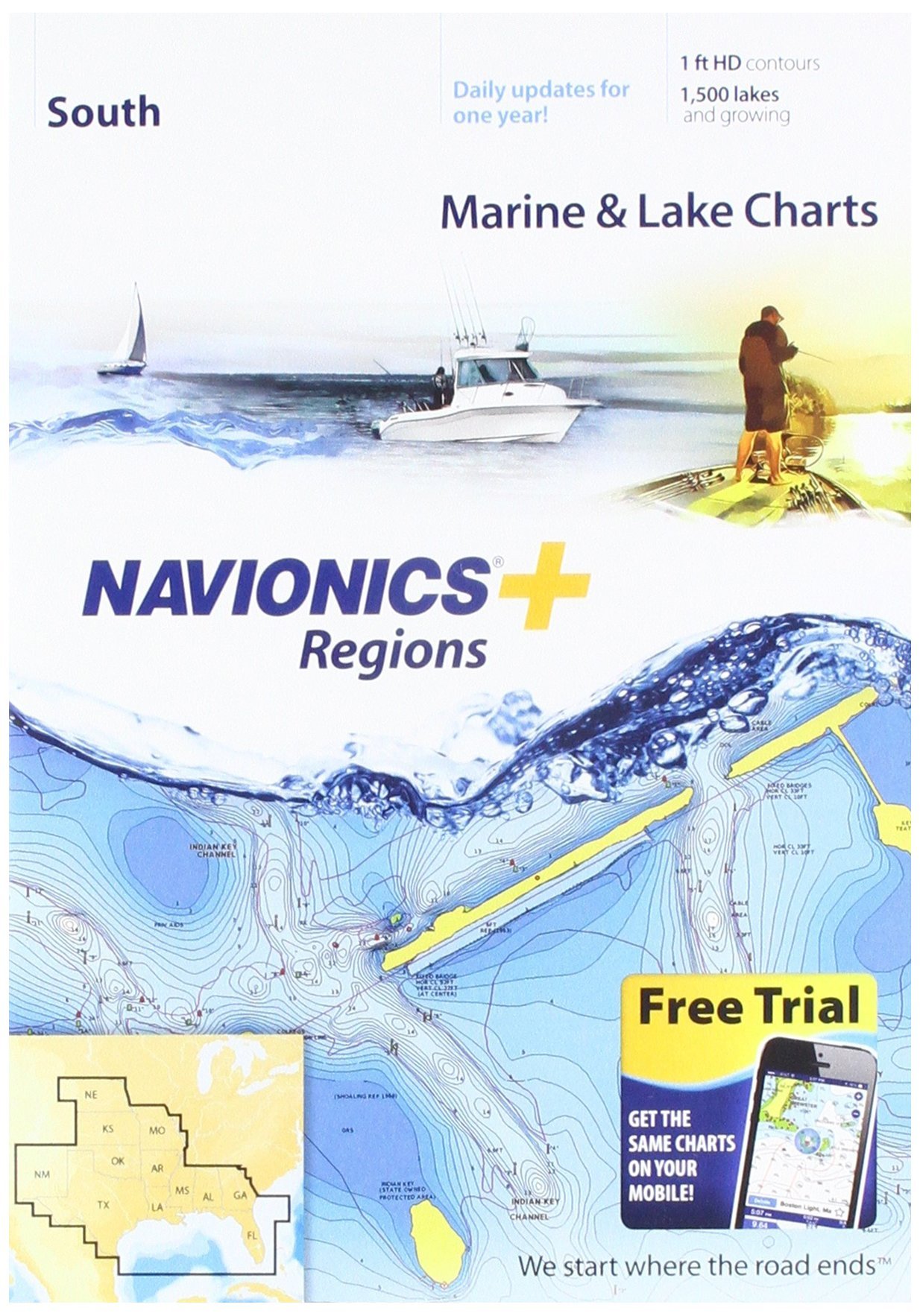Navionics Regiões Plus Regiões South Marine e Lake Charts em SD/MSD