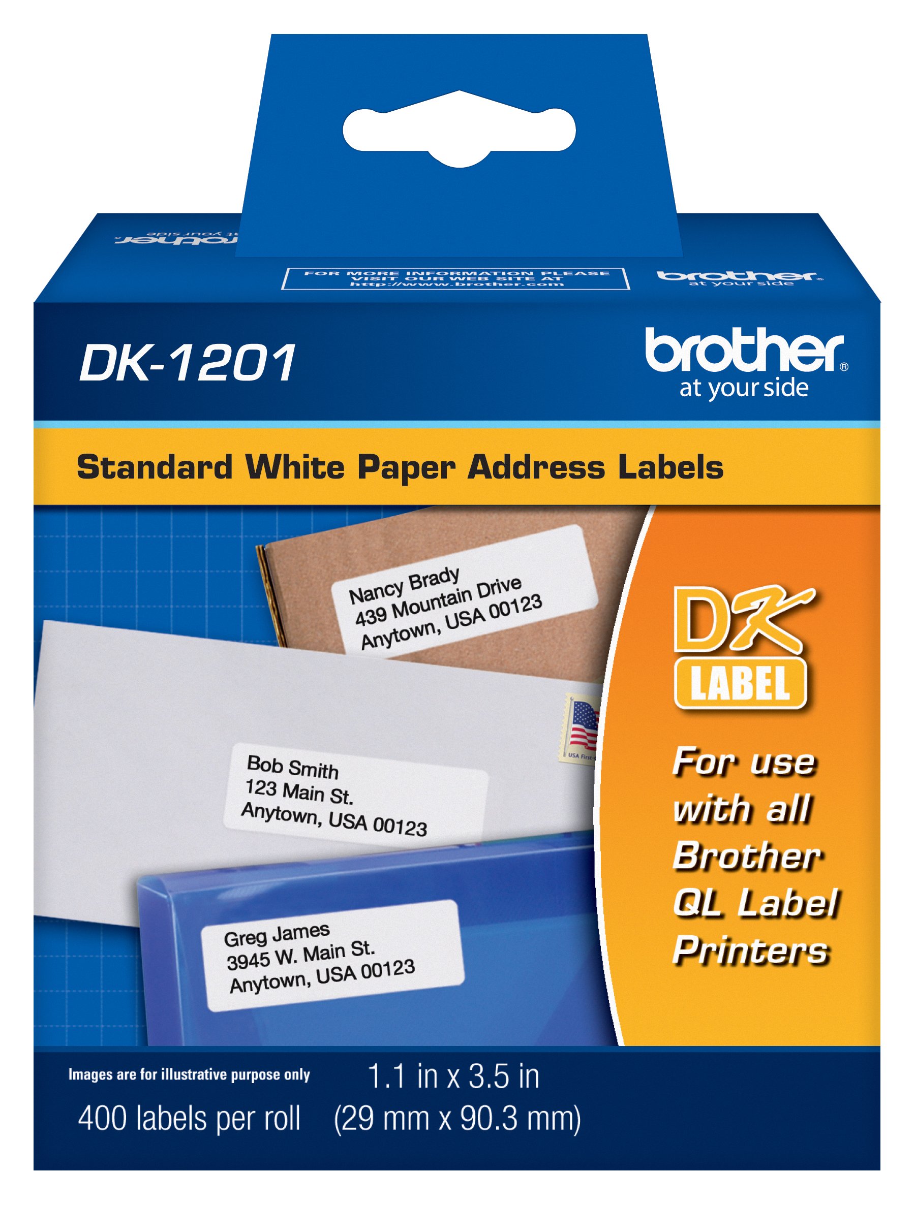 Brother Etiquetas de endereço enroladas padrão recortadas genuínas DK1201