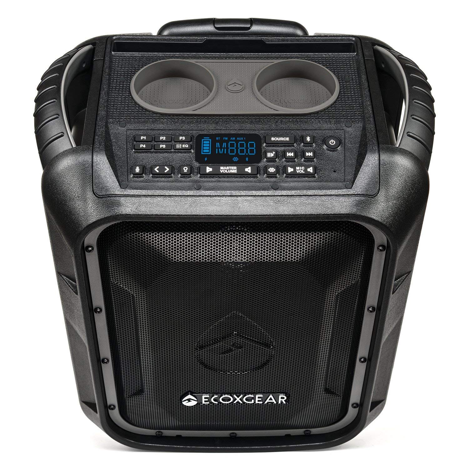 ECOXGEAR EcoBoulder+ GDI-EXBLD810 Robusto à prova d'água flutuante portátil Bluetooth sem fio de 100 watts alto-falante e sistema de PA (cinza)