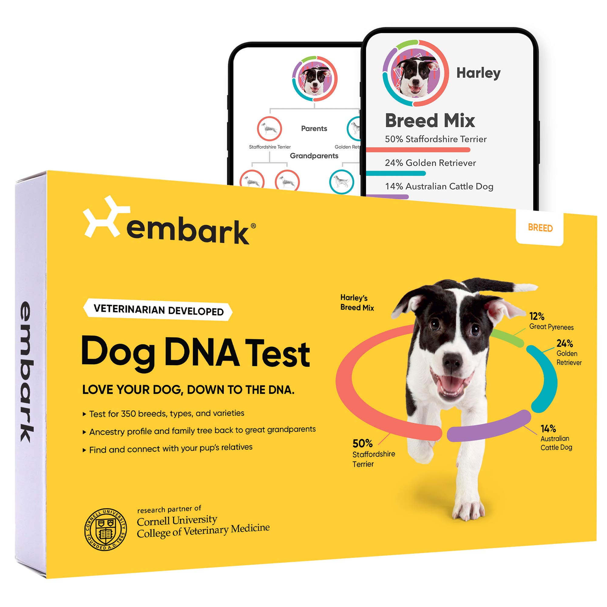Embark Kit de Identificação da Raça | Teste de DNA de cachorro mais preciso | Teste mais de 350 raças de cães | Kit de identificação de raça com ancestralidade e árvore genealógica