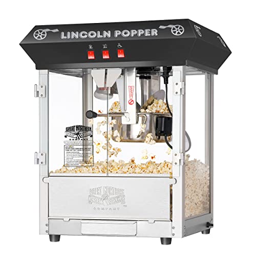 Great Northern Popcorn Company Máquina de pipoca antiga Lincoln estilo barra preta de 8 onças (estilo barra)