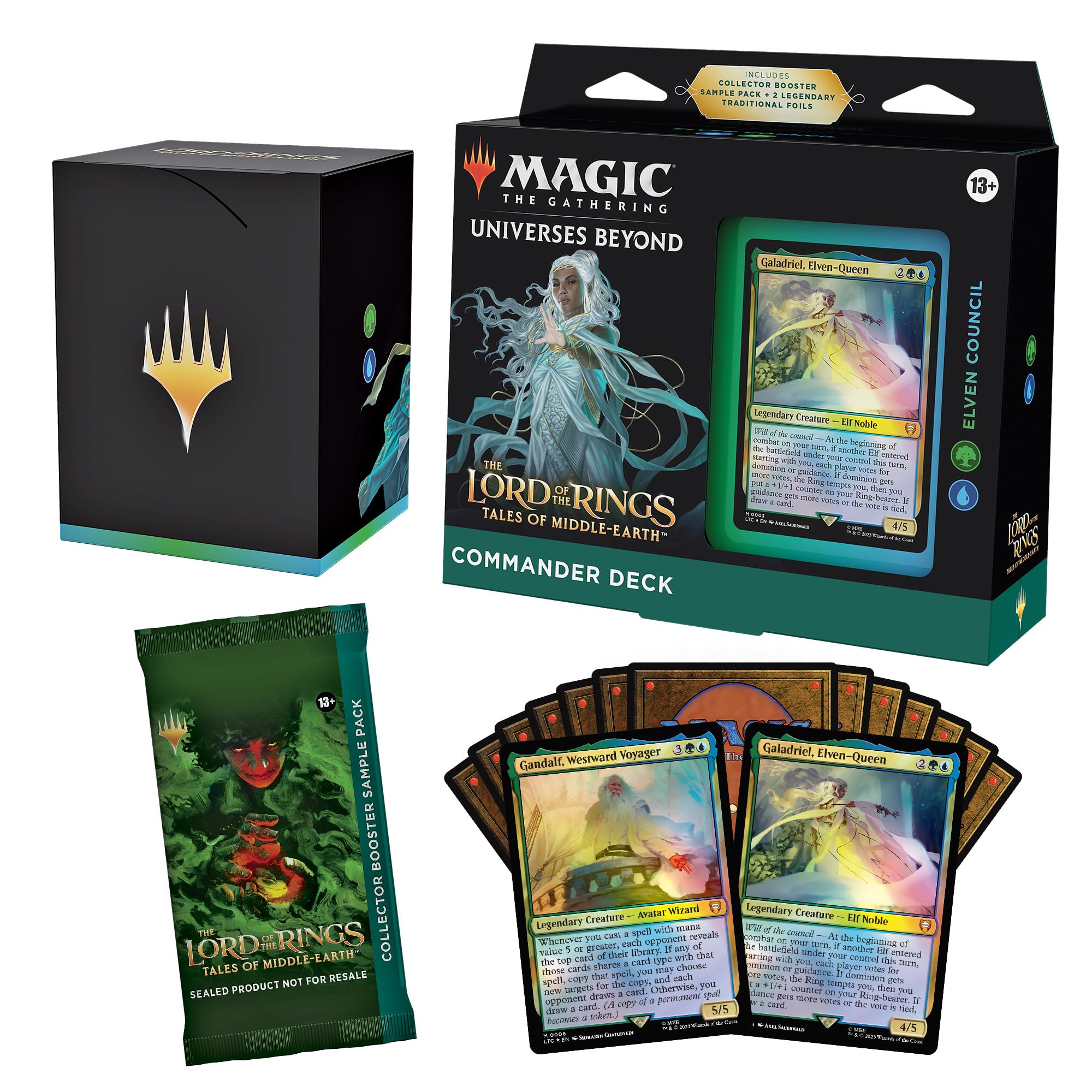 Magic The Gathering Magic: The Gathering O Senhor dos Anéis: Tales of Middle-Earth Commander Deck 3 + Pacote de amostras de booster de colecionador