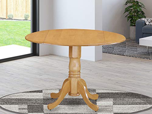 East West Furniture -- DROPSHIP East West Furniture DLT-OAK-TP Dublin Table - Oak Table Top Surface e Oak Finish Pedestal Legs Hardwood Frame Dinner Table