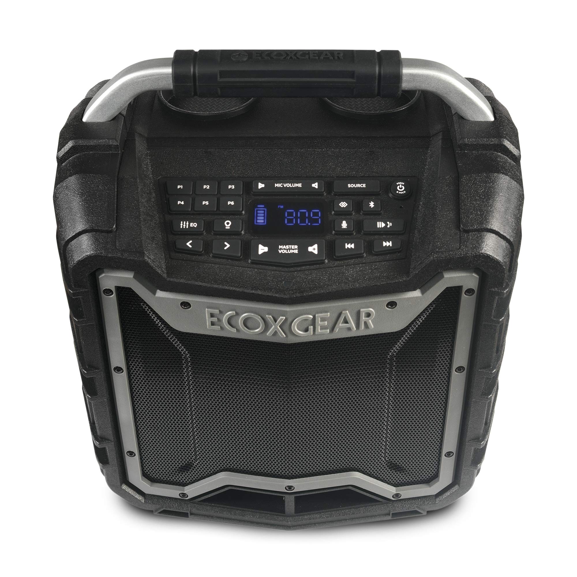 ECOXGEAR EcoTrek GDI-EXTRK210 Robusto à prova d'água flutuante portátil Bluetooth sem fio 100 Watts alto-falante inteligente e sistema de PA (cinza)