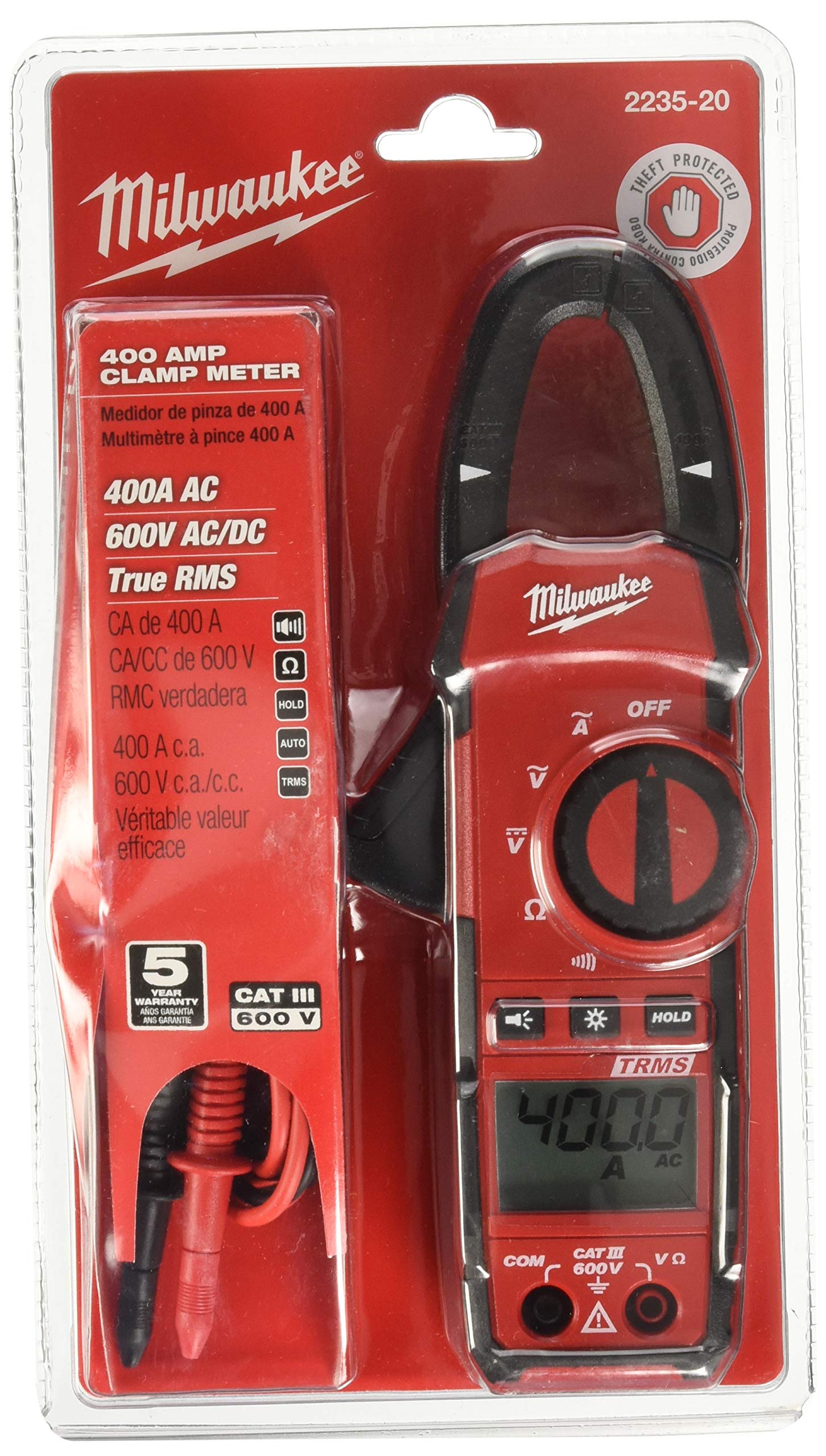 Milwaukee 2235-20 Alicate amperímetro de 400 Amp