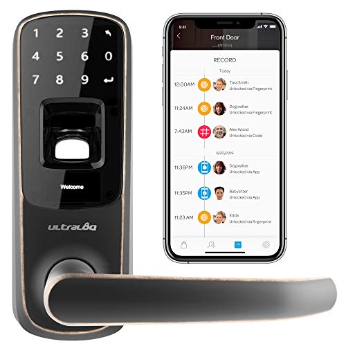  U-tec Group Inc. Ultraloq UL3 BT com impressão digital habilitada para Bluetooth e Smart Lock com tela sensível ao toque (Bronze envelhecido) | Entrada 5 em 1 sem chave | Secure Finger ID | Código...