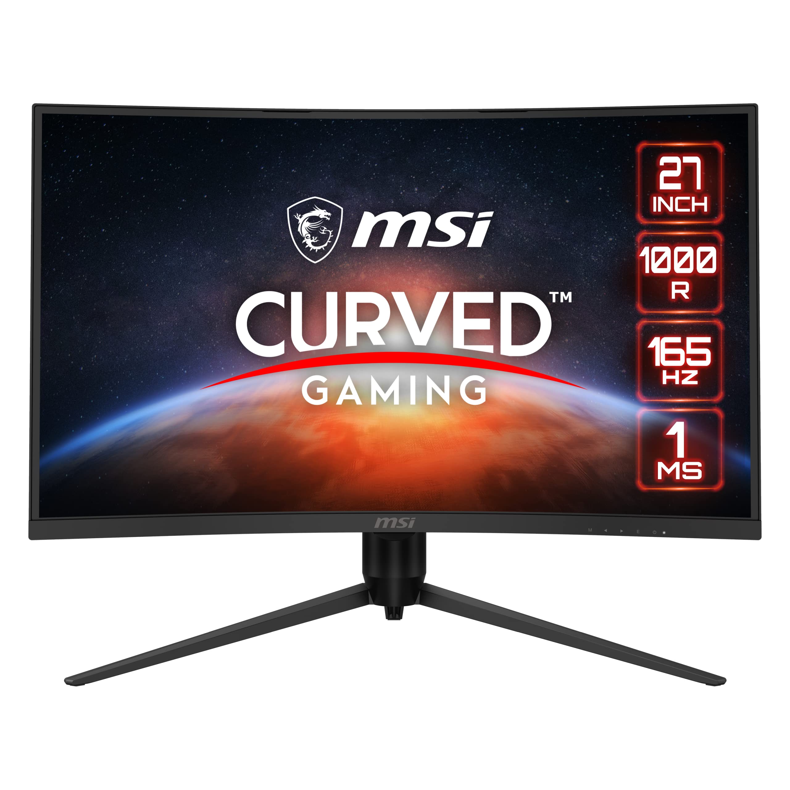 MSI 27 WQHD (2560 x 1440) Non-Glare HDR Ready 165Hz 1000R Curvatura 1ms 16:9 AMD FreeSync Premium Altura Ajuste de inclinação Monitor curvo para jogos (OPTIX G271CQP)