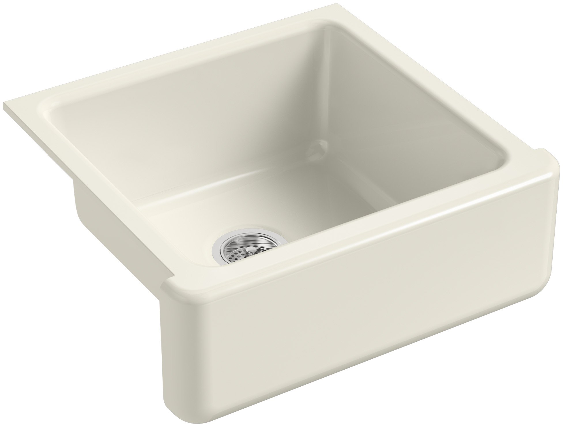 KOHLER K-5665-96 Whitehaven Farmhouse Self-Trimming 23-11/16-Inch x 21-9/16-Inch x 9-5/8-Inch Undermount Single-Bowl Kitchen Sink with Tall Apron, Biscuit