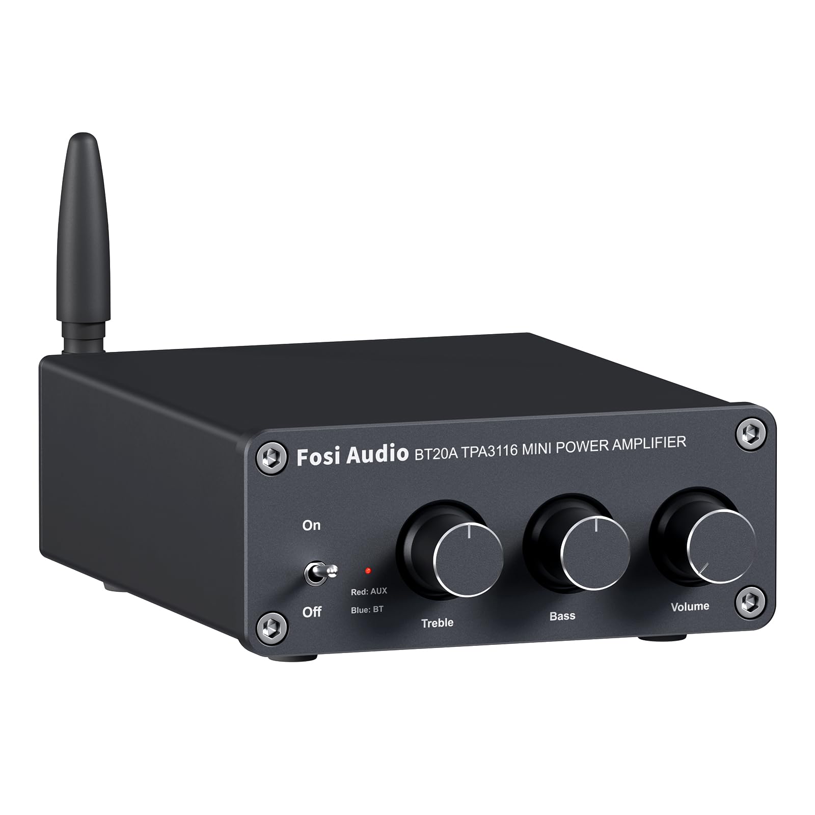  Fosi Audio BT20A Bluetooth 5.0 Áudio Estéreo Amplificador de 2 Canais Receptor Mini Hi-Fi Classe D Amp Integrado 2.0 CH para Alto-falantes Domésticos 100W x 2 com Controle de Graves e Agudos TPA3116...