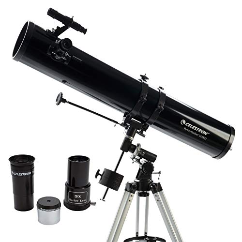 Celestron - Telescópio PowerSeeker 114EQ - Manual Telescópio Equatorial Alemão para Iniciantes - Compacto e portátil - Pacote de software de astronomia BONUS - abertura de 114 mm