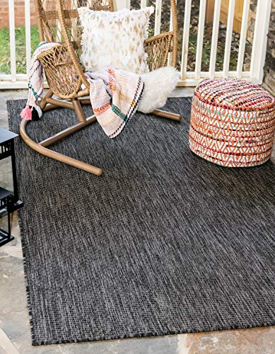 Unique Loom Outdoor Solid Collection Casual Transitional Indoor Flatweave Black Area Tapete (8 '0 x 11' 4)