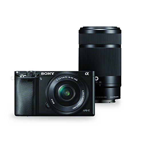 Sony Câmera digital sem espelho Alpha a6000 com lentes Power Zoom de 16-50mm e 55-210mm
