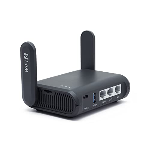  GL.iNET GL-AXT1800 (Slate AX) Extensor/Repetidor de Roteador de Viagem Wi-Fi 6 Portátil para Hotel e Rede Pública | Cliente e Servidor VPN | Conector entre WiFi e Ethernet | OpenWrt 21.02| Porta USB...