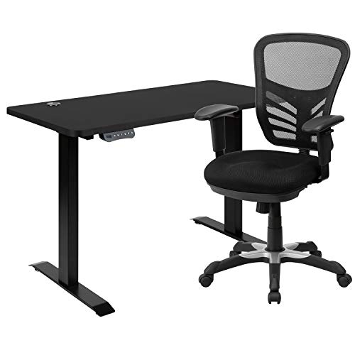 Flash Furniture Cadeira de escritório ergonômica giratória executiva multifuncional azul com braços ajustáveis
