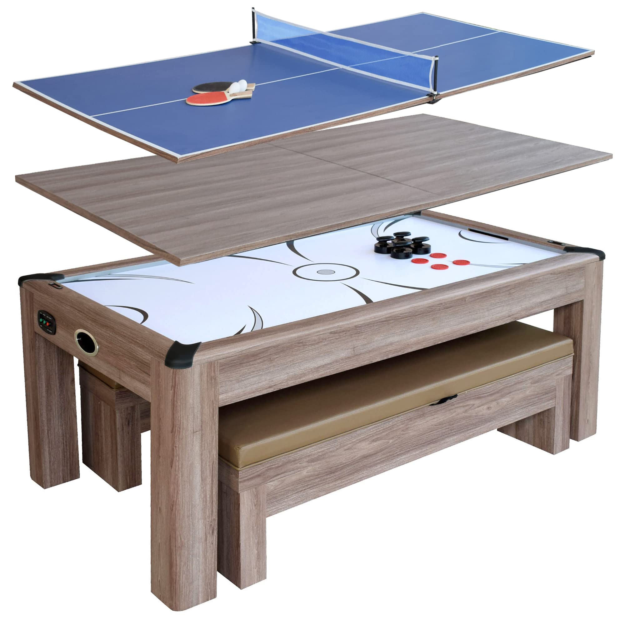 Hathaway Driftwood 7-ft Air Hockey Table Tennis ...