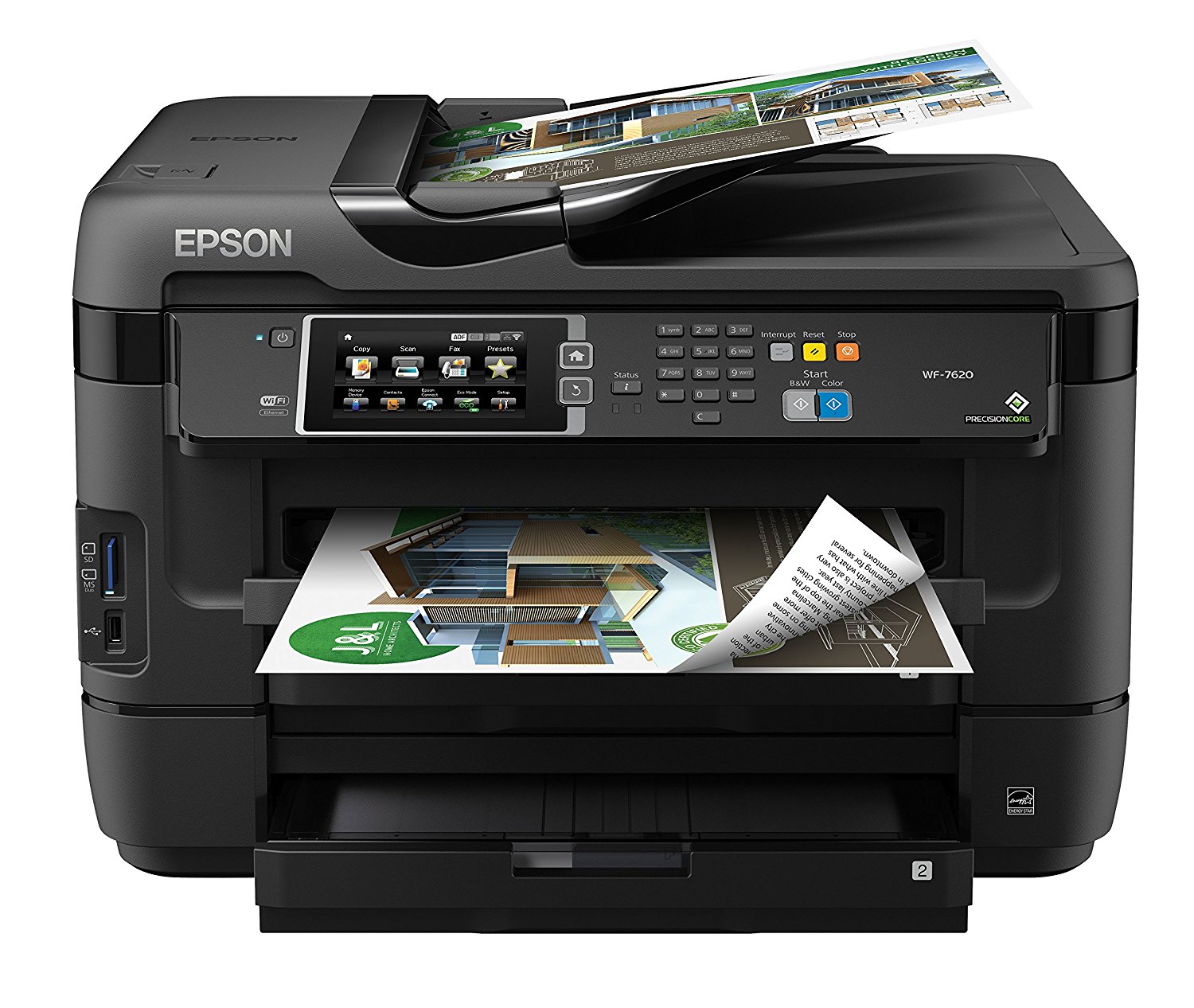 Epson Impressora a jato de tinta multifuncional sem fio WorkForce WF-7620 com scanner e copiadora
