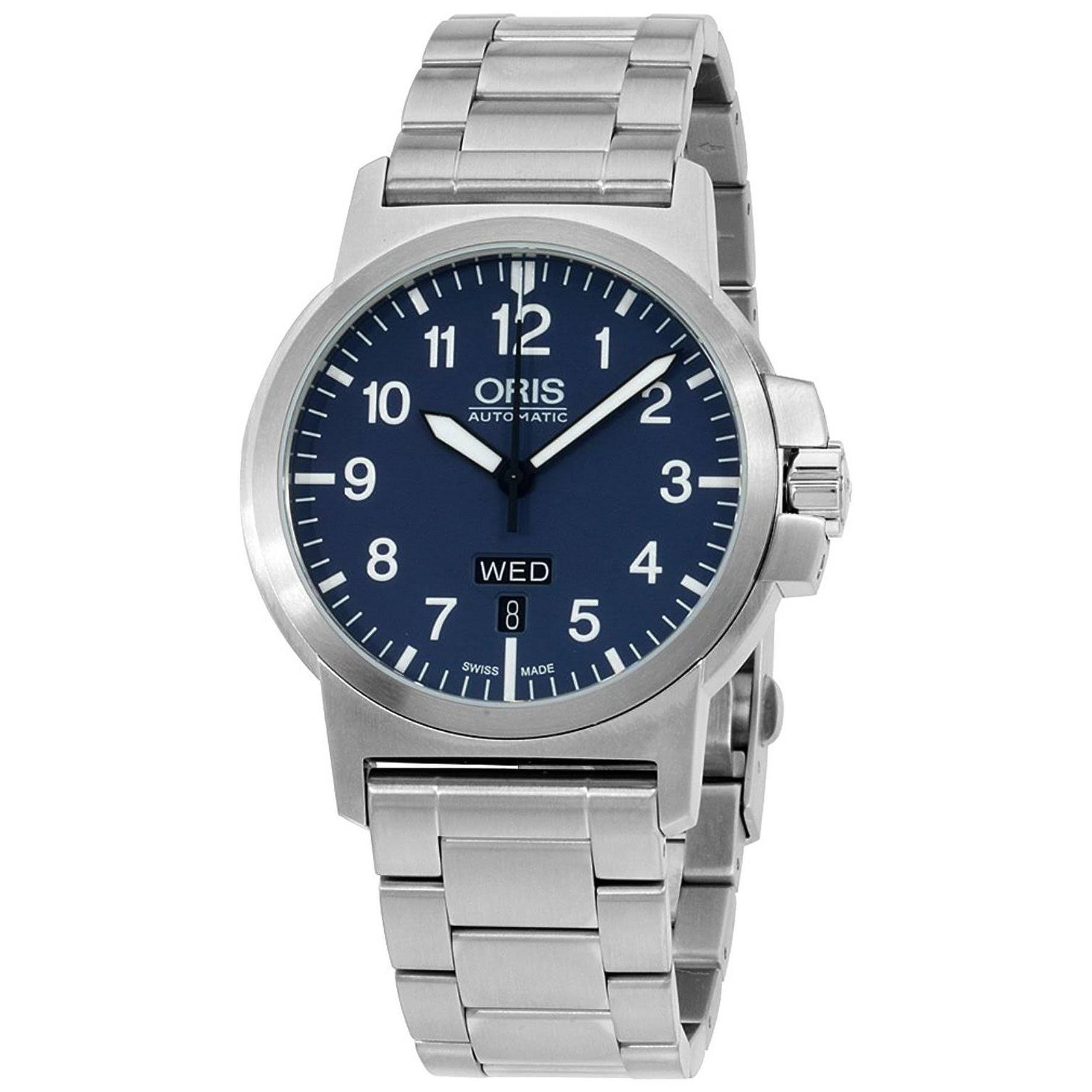 Oris Relógio masculino de aço inoxidável com mostrador azul para aviação 73576414165MB